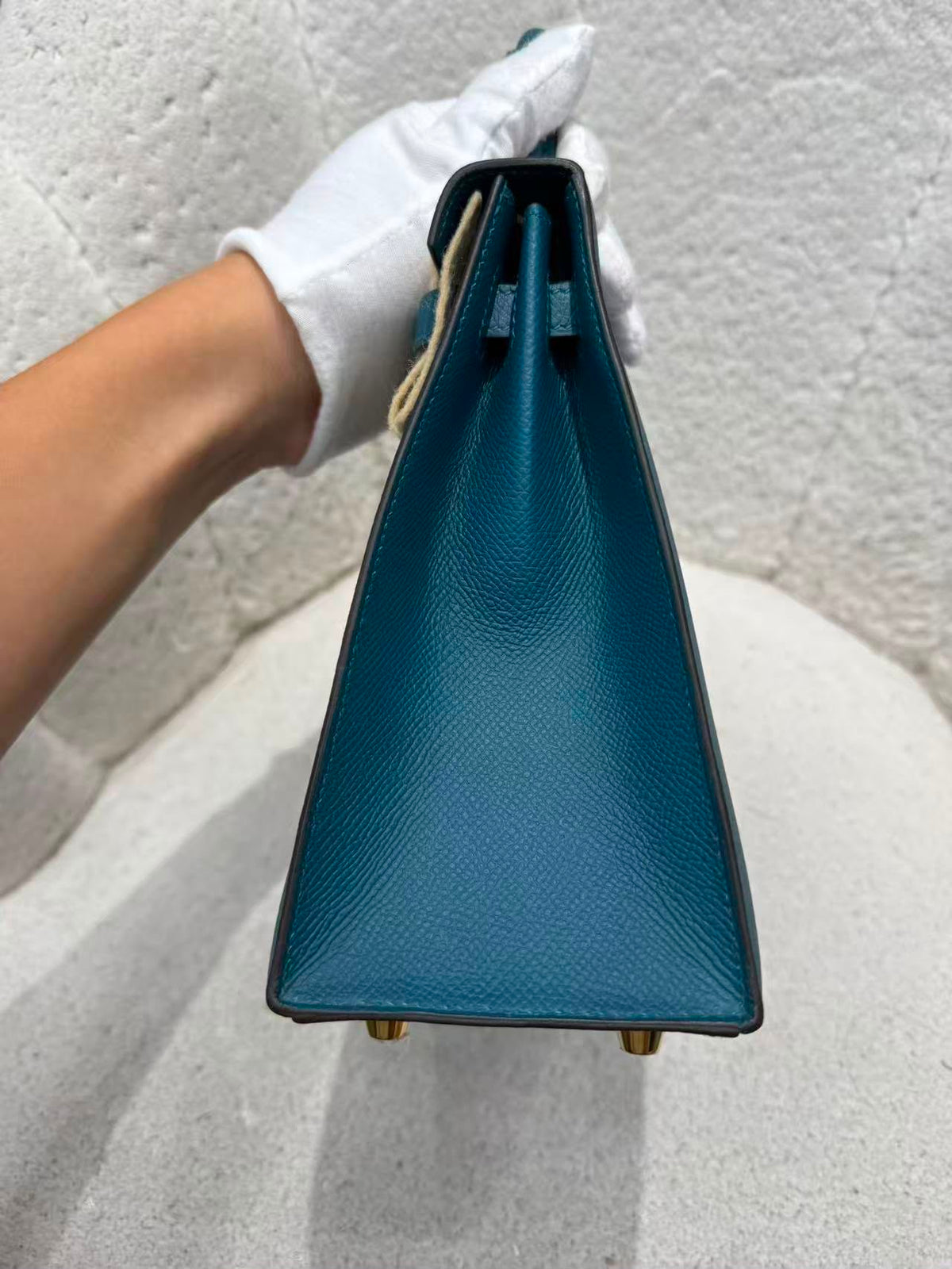 Hermès Kelly 25 Sellier, vert bosphore, cuir epsom, métal doré