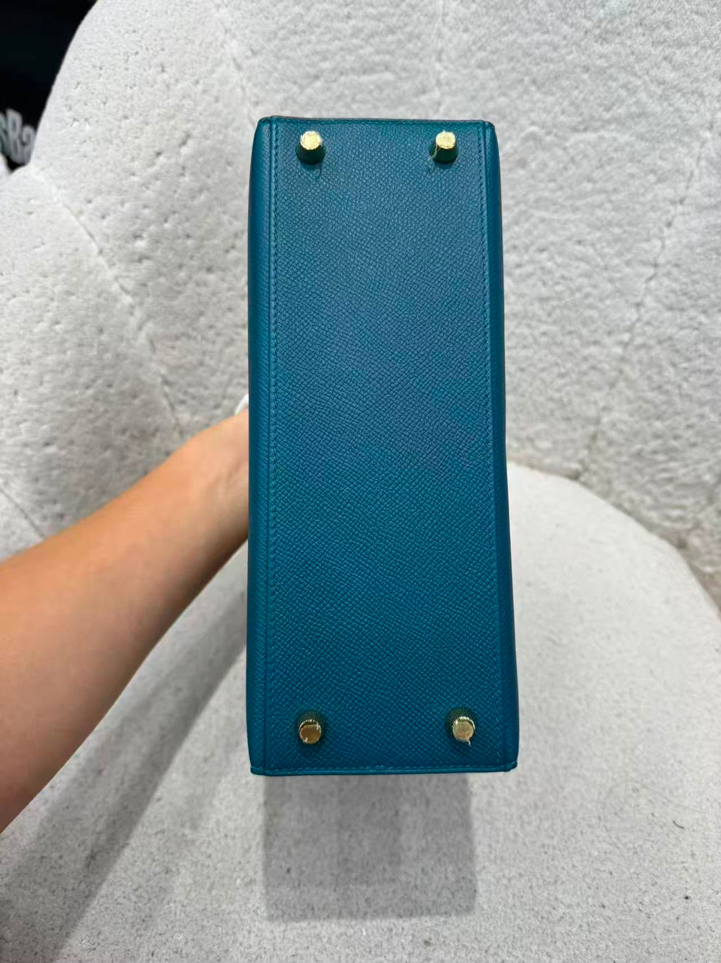Hermès Kelly 25 Sellier, vert bosphore, cuir epsom, métal doré
