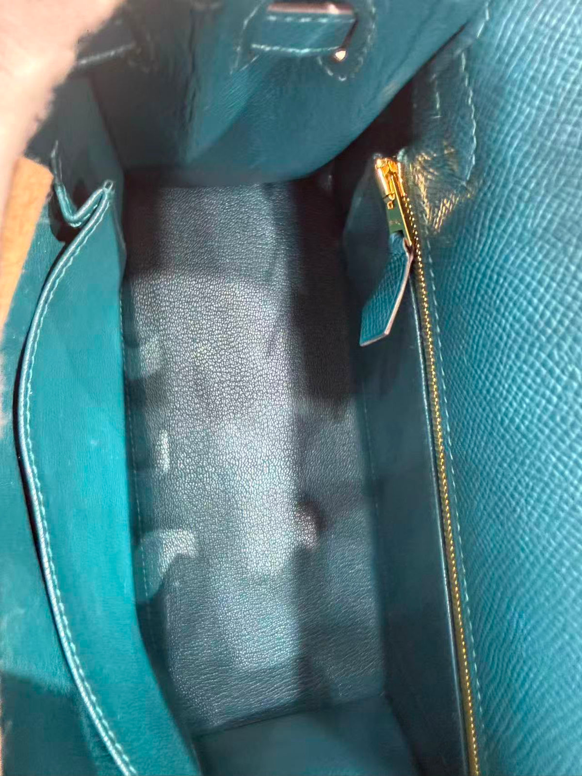Hermès Kelly 25 Sellier, vert bosphore, cuir epsom, métal doré