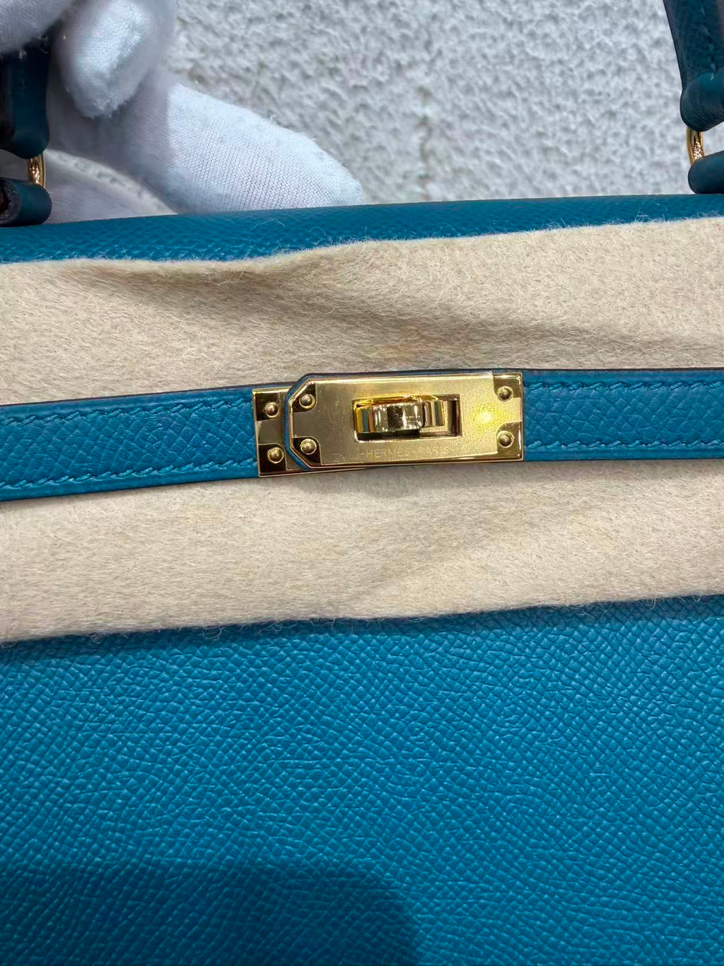 Hermès Kelly 25 Sellier, vert bosphore, cuir epsom, métal doré