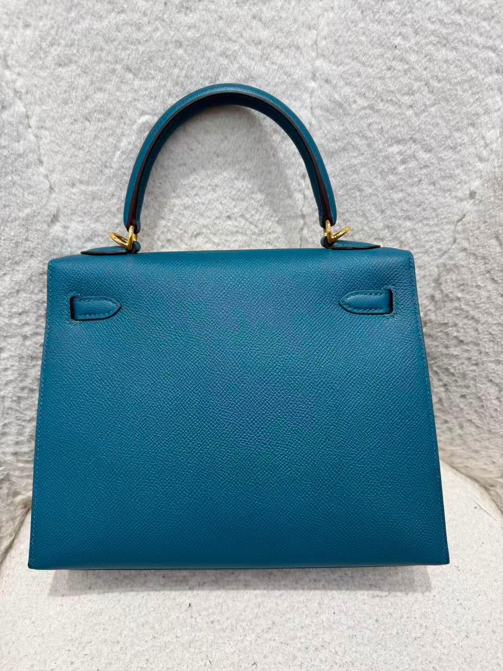 Hermès Kelly 25 Sellier, vert bosphore, cuir epsom, métal doré