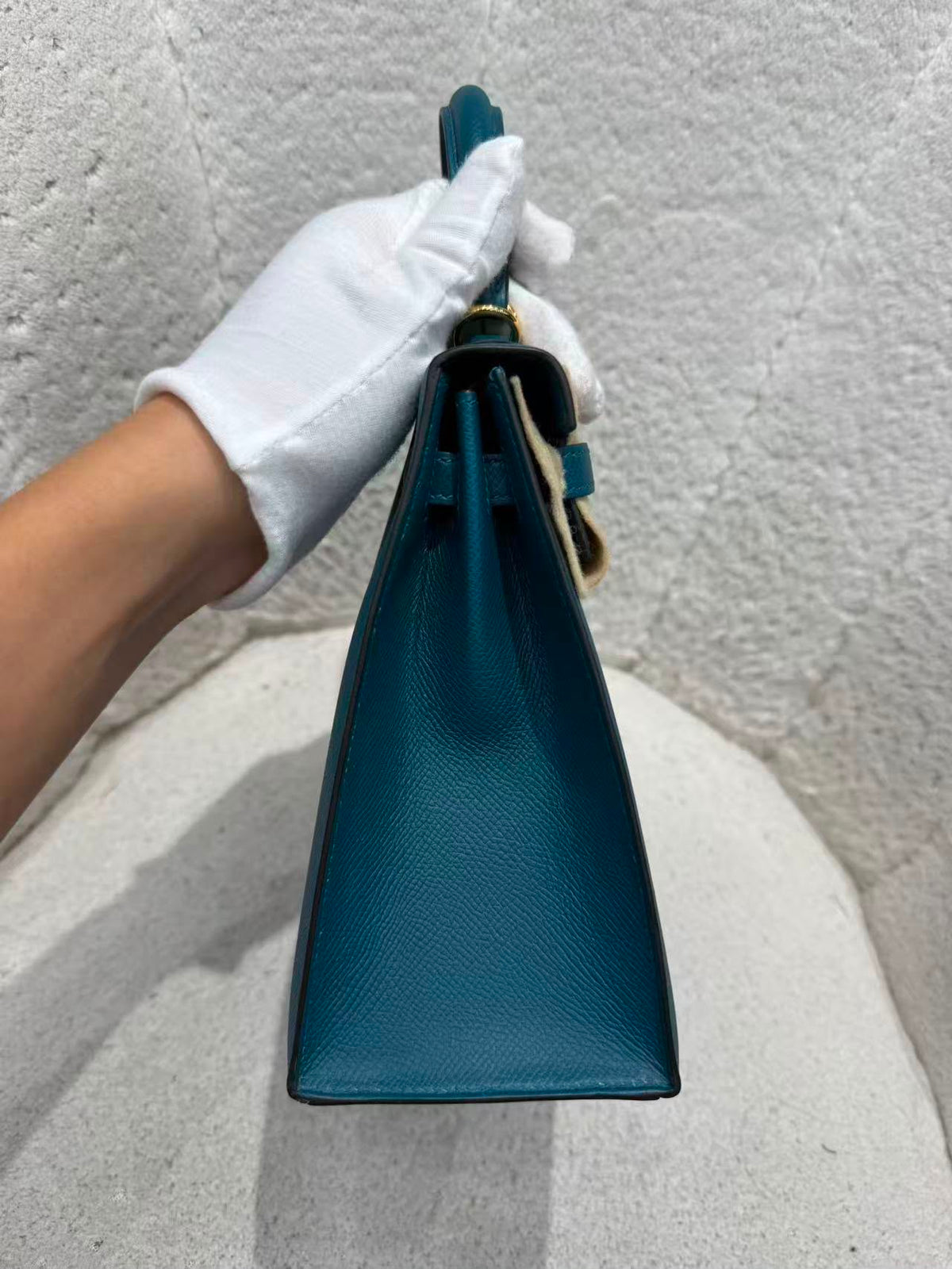 Hermès Kelly 25 Sellier, vert bosphore, cuir epsom, métal doré